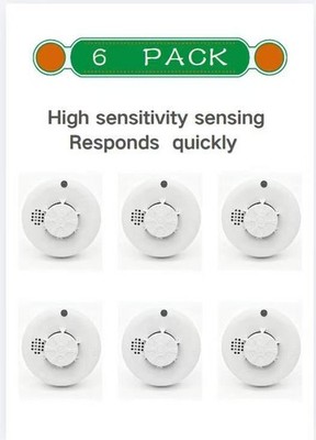 6 Pack Smoke Alarm Sensors with Built in Batteries