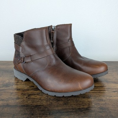 Teva De La Vina Women's SZ 8.5 Brown Waterproof Leather Wool Ankle Booties Boots