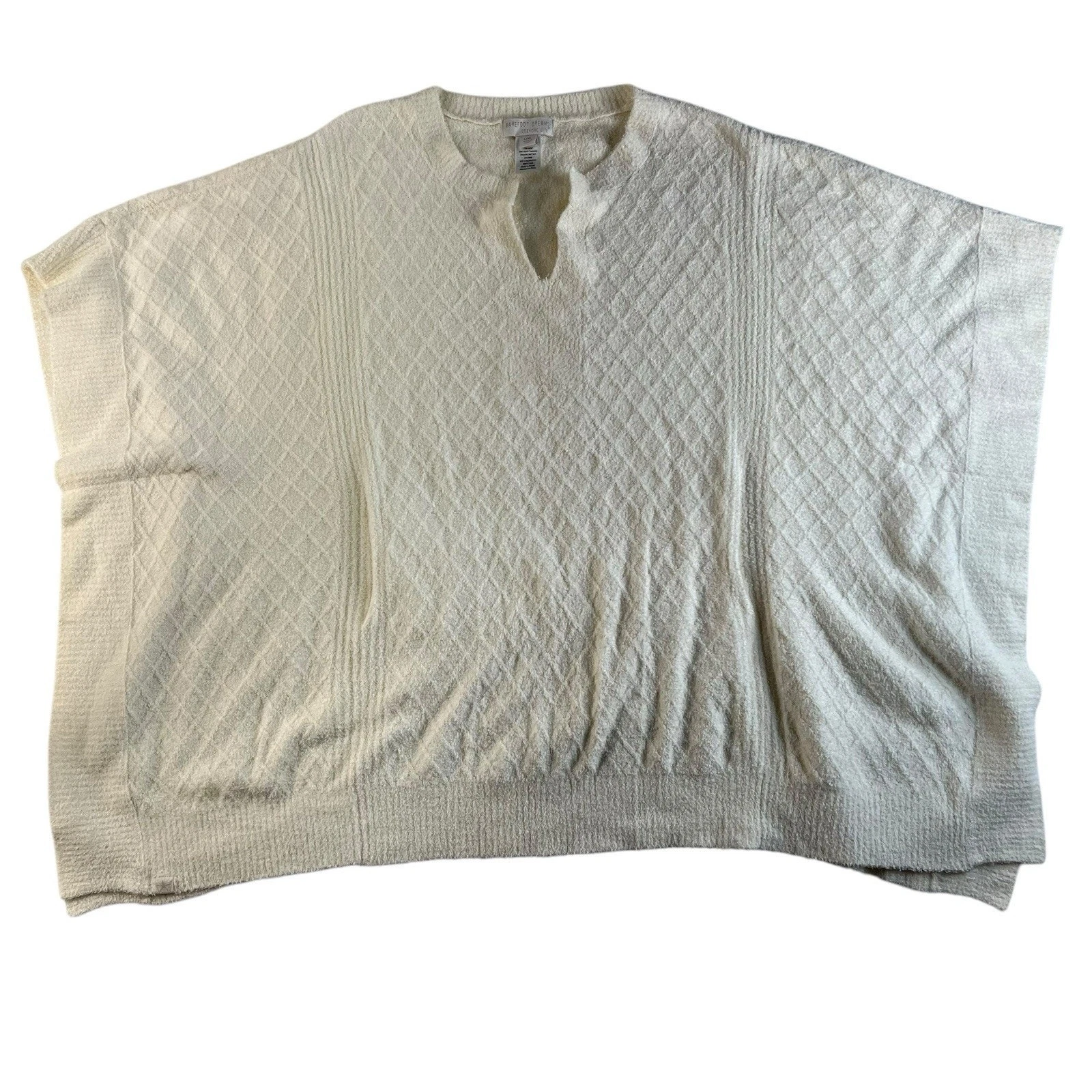 Barefoot Dreams L/XL L / XL CozyChic Lite Split Neck Diamond Poncho Ivory Cream