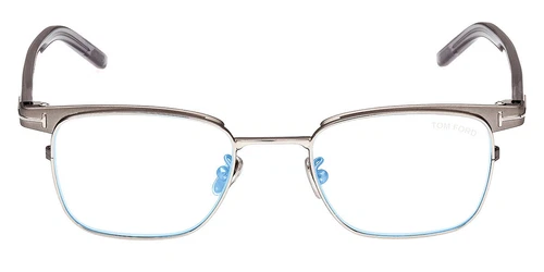 Tom Ford FT5854 D B Eyeglasses Matte Gunmetal/T Logo Blue Block 49mm