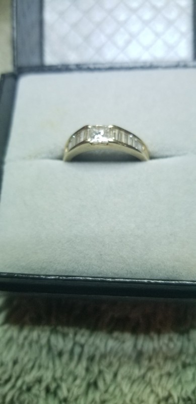 14kt Baguette And Princess Cut Diamond Band