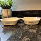 Blue Cornflower Corning ware  -Vtg  P-41 Petite Pan Set of 2 Casseroles 1.75 Cup