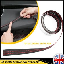 Red Leather Car Dashboard Decor Line Strip Sticker Moulding Trim Accessories 2M