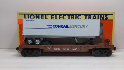 Coche plano Lionel 6-16383 calibre O Conrail con remolque LN/caja | Condition: Used