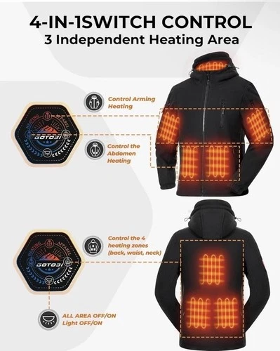 Mens Heated Jacket with 16000mAh Battery Pack Fleece Heated Hoodie Sz Large image 2