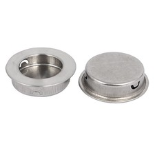 Cabinet Drawer Round Shaped Recessed Flush Pull Handle 35mm Mount Dia 2pcs