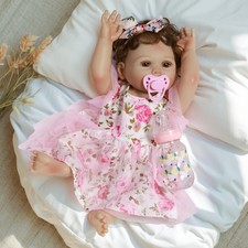 18" Lifelike Reborn Dolls Full Body Vinyl Silicone Newborn Baby Girl Bath Gift