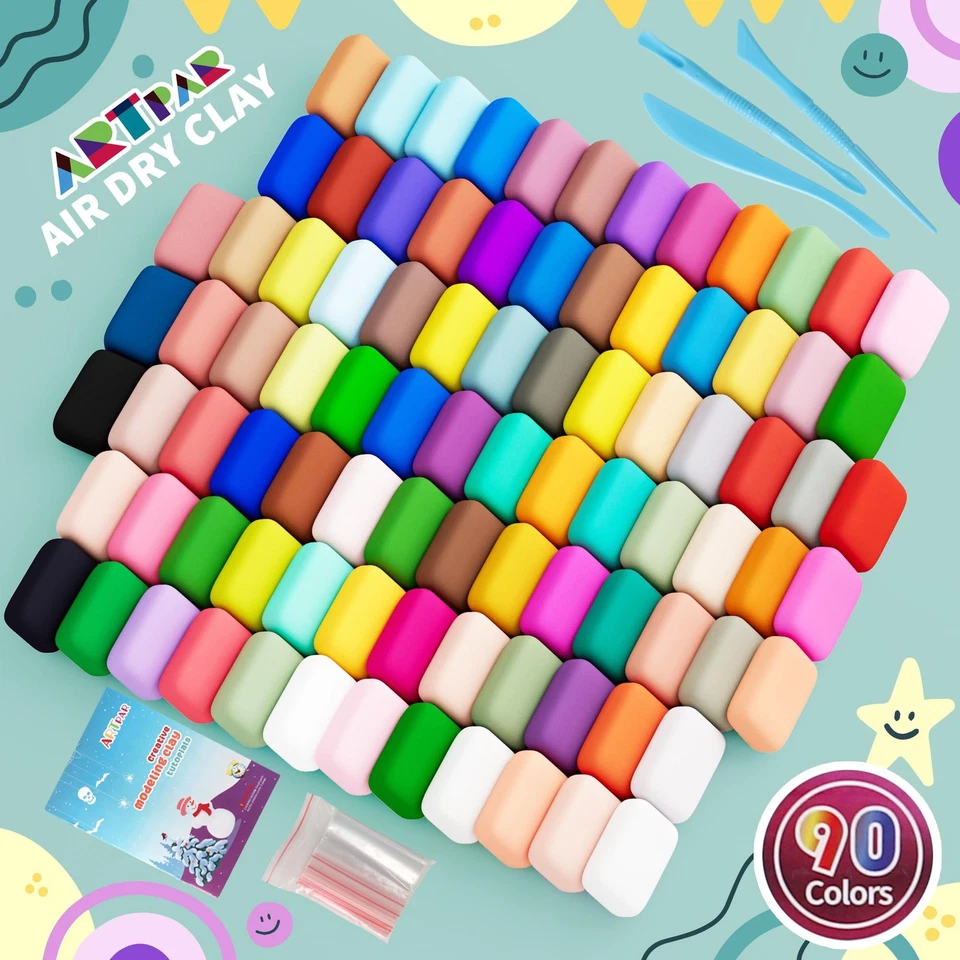 ARTPAR Air Dry Clay for Kids,90 Colors Modeling Model Magic Clay,DIY Molding - Image 3 of 4