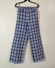Vintage Levi blue white plaid trousers high waisted Levi for gals polyester