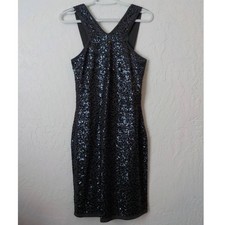 Ann Taylor Gray Knit Full Sequin Dress Small Petite Racetrack Sexy Prom Party