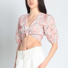Guess Eyelet Tie Front Crop Top Sz Small