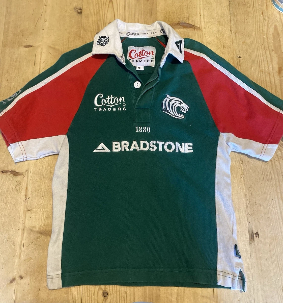 Maillot Rugby Vintage Leicester Tigers – 2004 – Coton Traders – Manches Longues – Taille Jeunesse