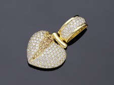 Ciondolo cuore 5,50 ct. Diamanti brillanti oro 750 18 carati gioielli dettagli