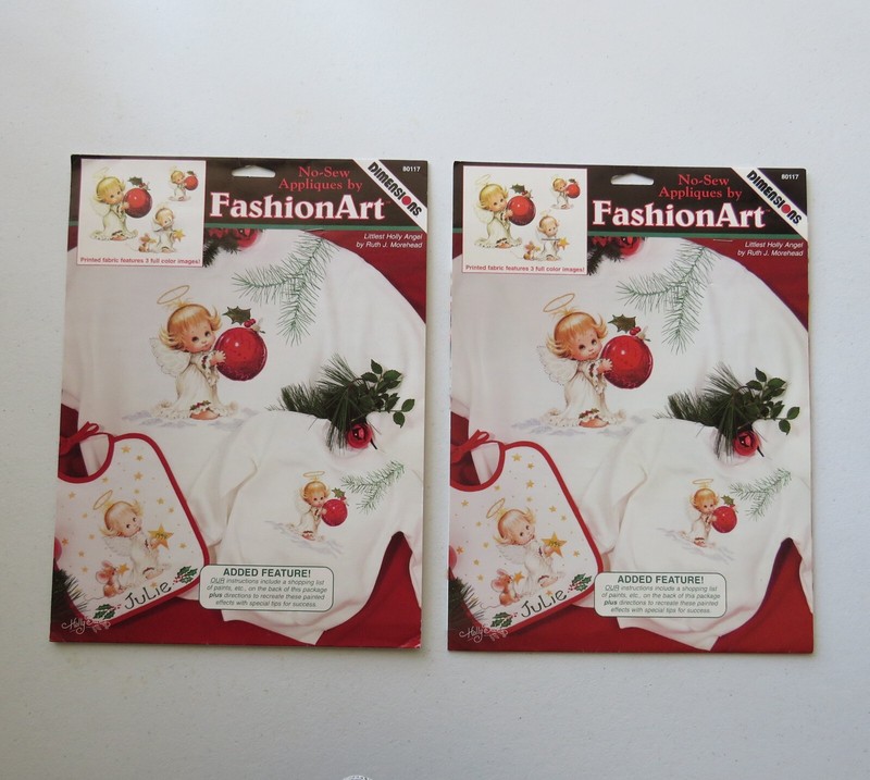 No-Sew Applique by Fashion Art Little Holly Angel Lot of 2 Vintage Kits #80117