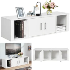 Wall Mounted Floating Desk Hutch Wall Shelf Floor Bookcase Cabinet Storage Shelf