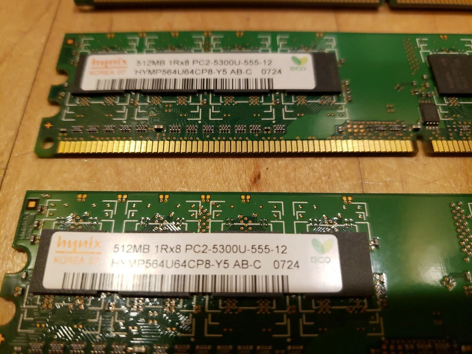 Lote de 3 - 1 GB y 2 x 512 MB 1Rx8 DDR2 PC2-5300U memoria de escritorio RAM 2 GB total Foto 4 de 4