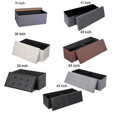 Folding Storage Ottoman Bench Storage Chest Footrest Padded Seat with Storage