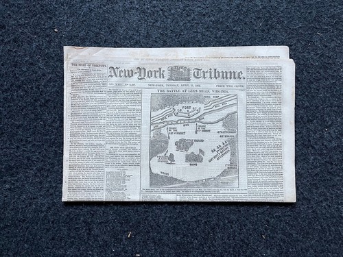1862 Battle At Lees Mill, Famous Civil War Battle, Civil War Map Original Newsp