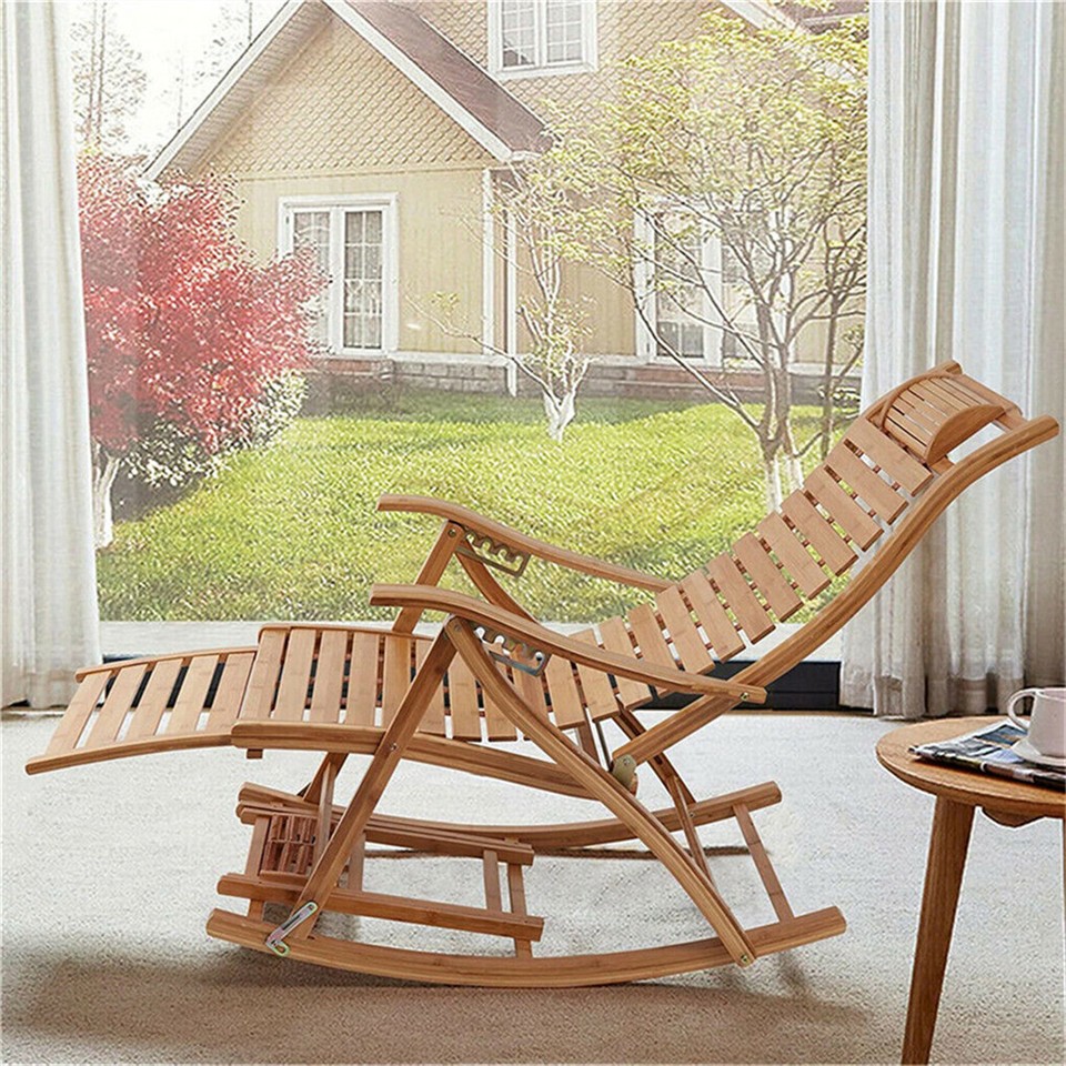 Extra Large Rocking Chair Wooden Lounge All Weather Recliner with High ...