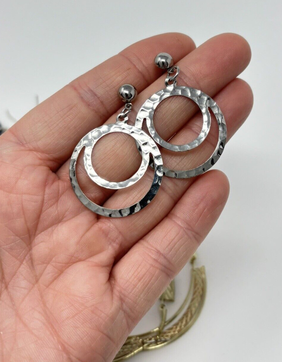 Dangle Statement Earring Lot (7 Pair) Hoop Tassel… - image 9