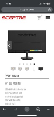 E275W-19203R Monitor 27  1080P LED HDMI VGA Built In Speakers * See description*