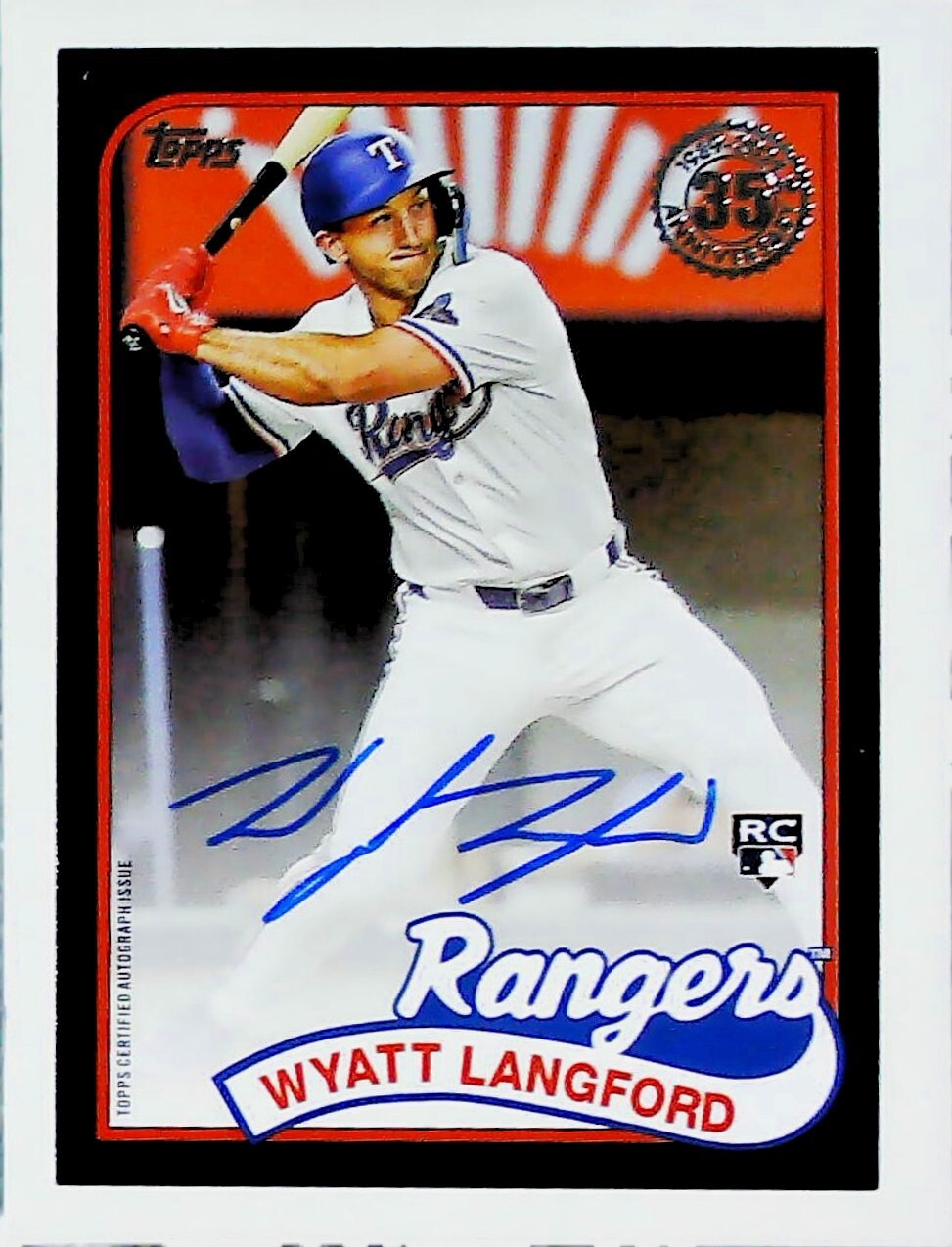 2024 TOPPS UPDATE 1989 AUTO BLACK /199 89AU-WL WYATT LANGFORD ROOKIE RANGERS