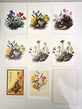 Lot Of 8 Vintage Greeting cards with beautiful flowers with envelope 4,5 x 6