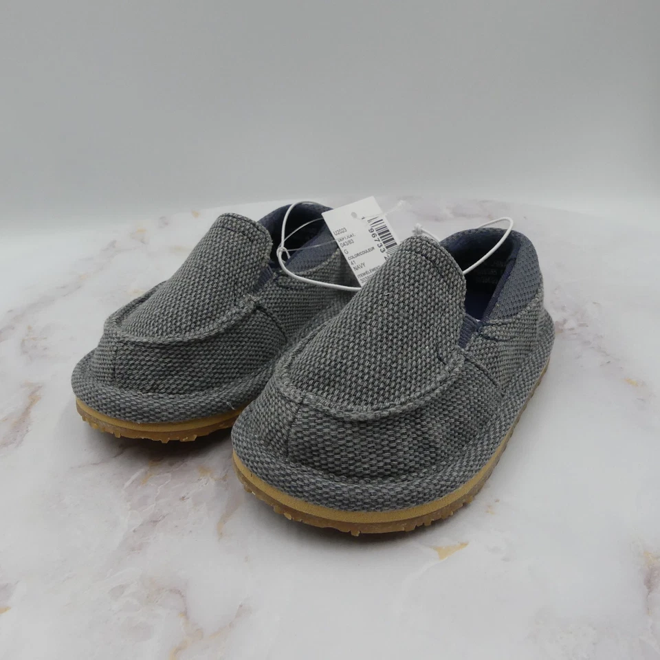 The Childrens Place Shoes Toddler Boys 4 Navy Blue Deck Cotton Canvas Slip On - Image 2 of 4