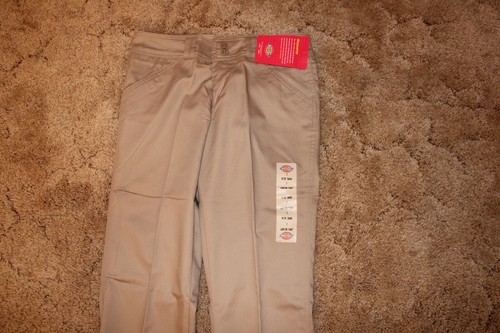 Dickies Girl's School Uniform Flare Flat Front Wide Band Khaki Sz 7 Jr 31"x31.5" - Picture 7 of 10