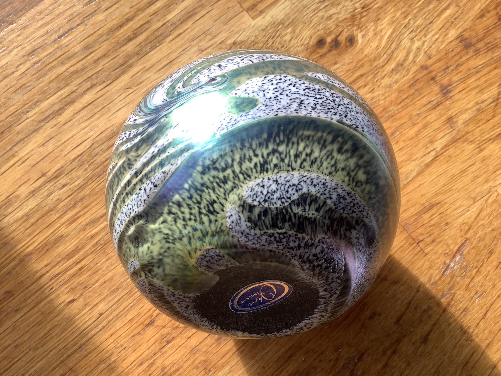 Okra Glass Iridescent Art Glass Paperweight eBay