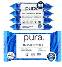 160 PACK WIPES- Flushable Fragrance-Free Allergy UK Certified Toilet Wipes, 160