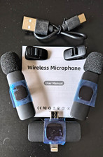 2 Pack Wireless Lavalier Microphone for iPhone/Android Phone USB C Wireless New