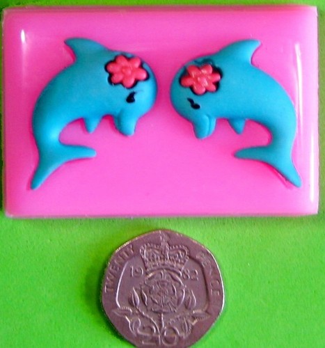 2 lindos delfines con flores molde de Fairie Blessings - Imagen 2 de 4