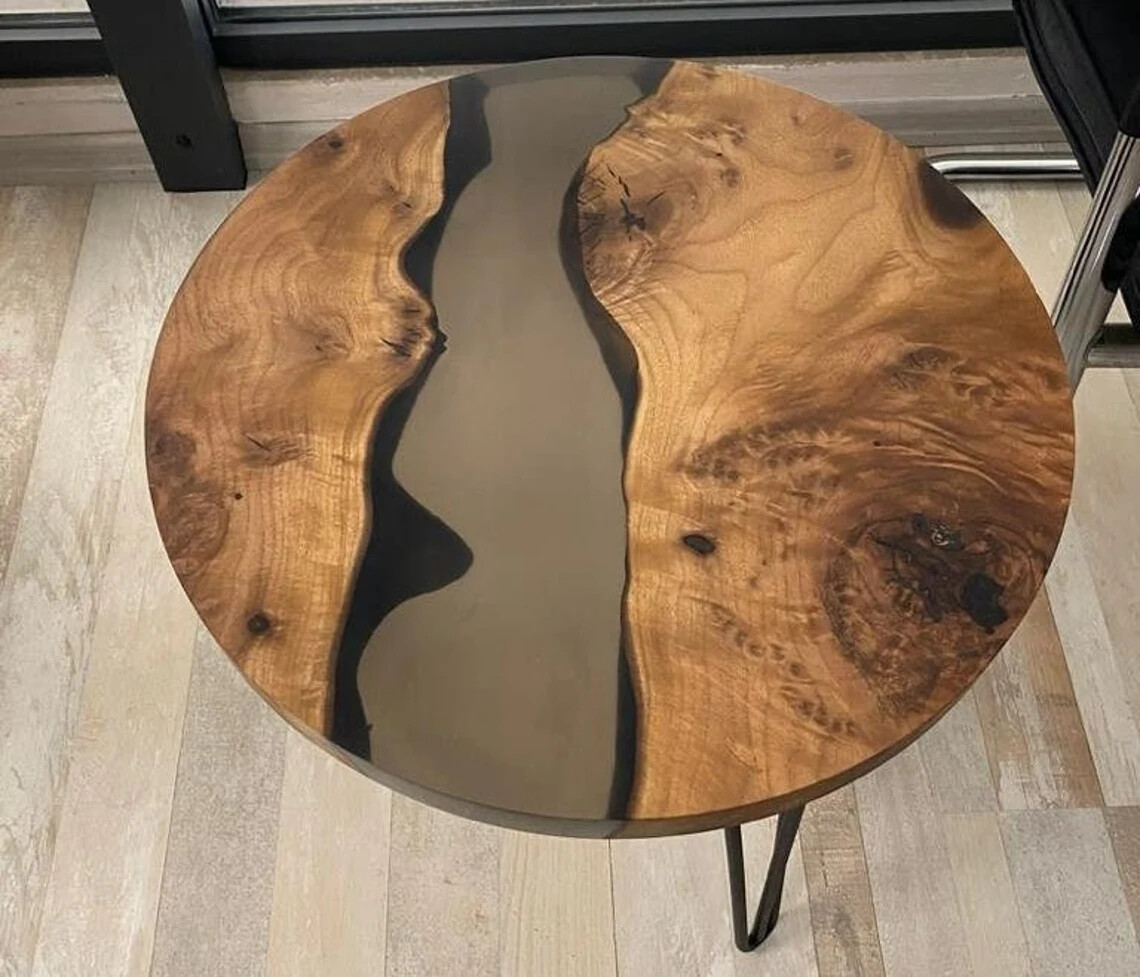 Handcrafted Round Epoxy Table | Resin River Coffee Table | Unique Home Decor