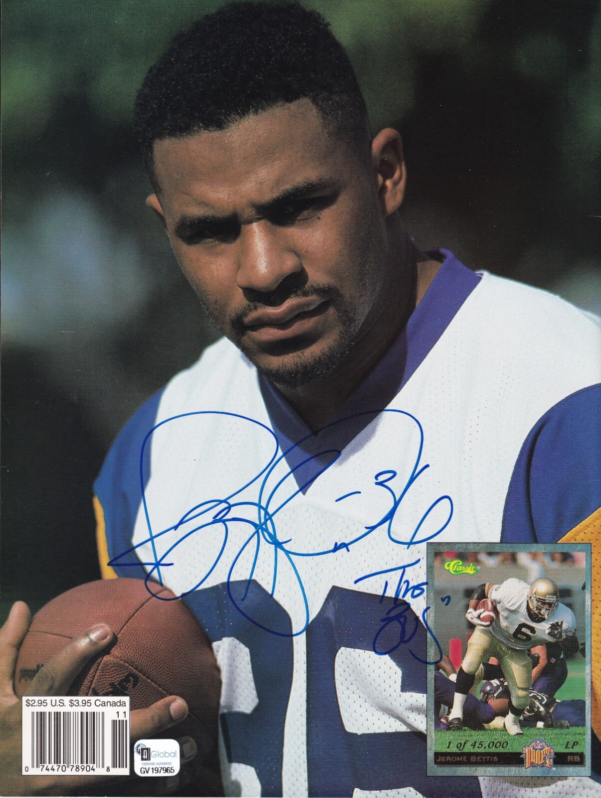 Jerome Bettis Autographed Signed Los Angeles Rams AUTO'D NOVEMBER 1993 BECKETT MAGAZINE PITTSBURGH STEELERS 