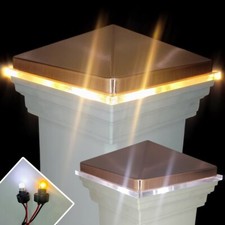 12-volt Lighted Trex posts. Our Glass Edge Style Coppertone cap Replaceable LEDs