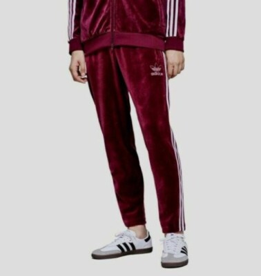 XL adidas Originals Men's VELOUR Beckenbauer TRACK PANTS Maroon