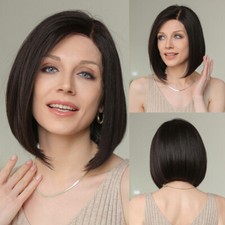Black 13x4 Lace Front Human Hair Wig Bob Straight Pre Plucked Hairs for Women