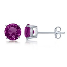 Sterling Silver 6mm Purple Amethyst Stud Earrings