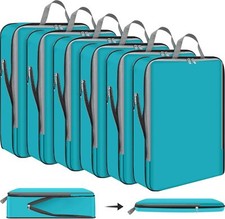 6 Pcs Large Compression Packing Cube Bag 17.3 x 12.6'' Travel Expandable Blue