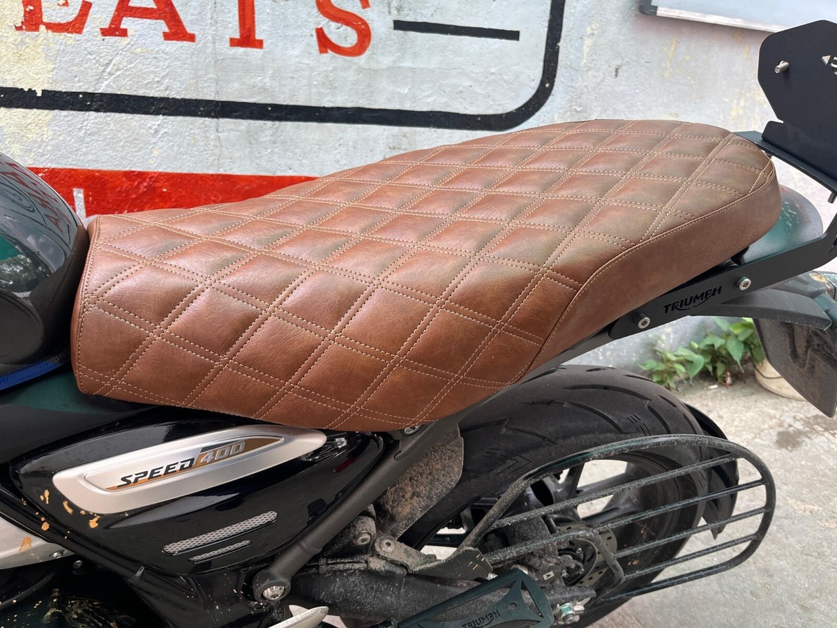 Triumph Speed 400 Comfortable Bench Diamond Vegan Leather Custom Seat