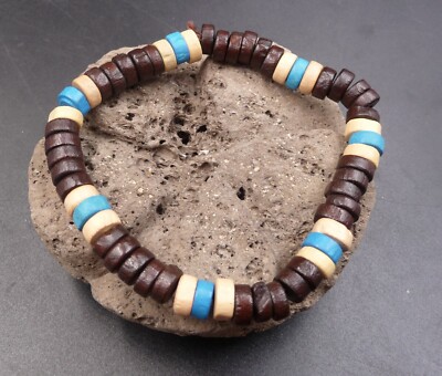 Bracelet Artisanal Perles Bois & Corne De Buffle - Unisexe - Style Ethnique Indonésie