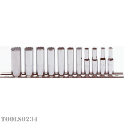 J47203 1/4'' Drive 11-Piece Metric Deep Socket Set 12 Point Proto