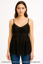 Top Canotta TWINSET Simona Barbieri En Dentelle Bleu - Taille XS 40, Occasion Très Bon état