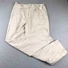 Talbots Pants Womens 20 Long Beige Linen Blend Lined Pleated Straight Leg NWT