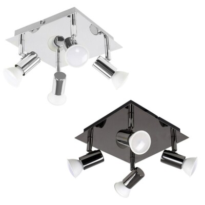 Verstellbarer 4-fach Deckenstrahler Einbau Chrom / Schwarz LED GU10 Küchenleuchte
