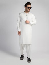 Mens Off White Plain Shalwar Kameez Eid Shalwar Kameez Handmade Kurta Shalwar