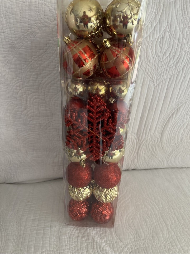 Christmas Tree Ornaments, 74 Ct Red and Gold Shatterproof Ornaments