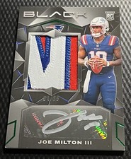 2024 Joe Milton III Patriots 04/25 Panini Black Jumbo 3-Color Patch Auto #204