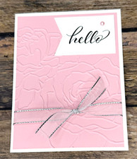 Stampin Up CARD KIT Embossed Rose Hello Handmade  pretty in pink makes 4 cards